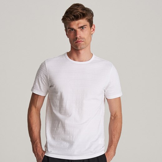 Reserved - T-shirt w prążki - Biały Reserved  M 
