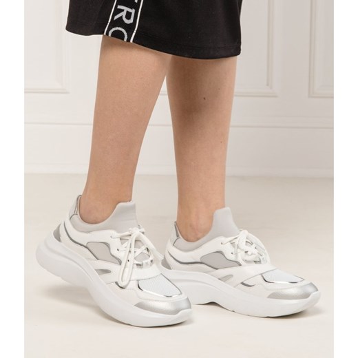 Buty sportowe damskie Karl Lagerfeld sneakersy na platformie ze skóry sznurowane 