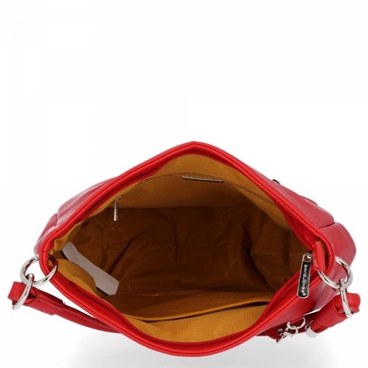Shopper bag David Jones duża czerwona ze skóry ekologicznej bez dodatków glamour 