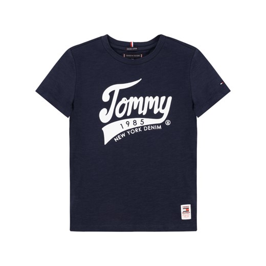 T-shirt chłopięce Tommy Hilfiger granatowy z napisem 