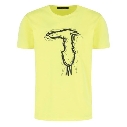 T-shirt męski żółty Trussardi Jeans z krótkim rękawem 