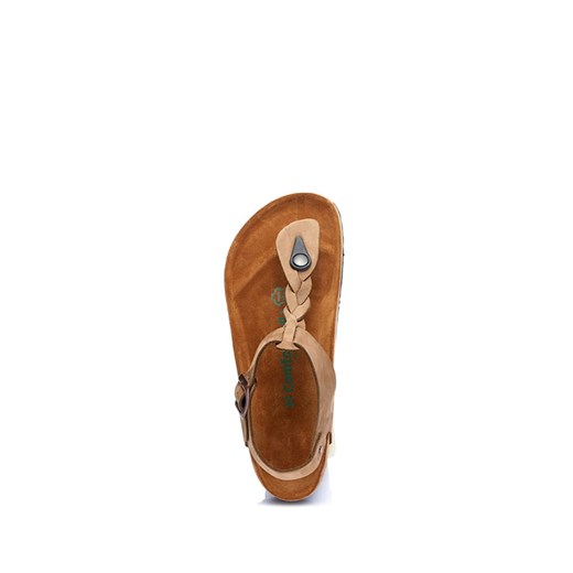 Sandały damskie Comfortfusse gładkie z klamrą z niskim obcasem na koturnie skórzane 
