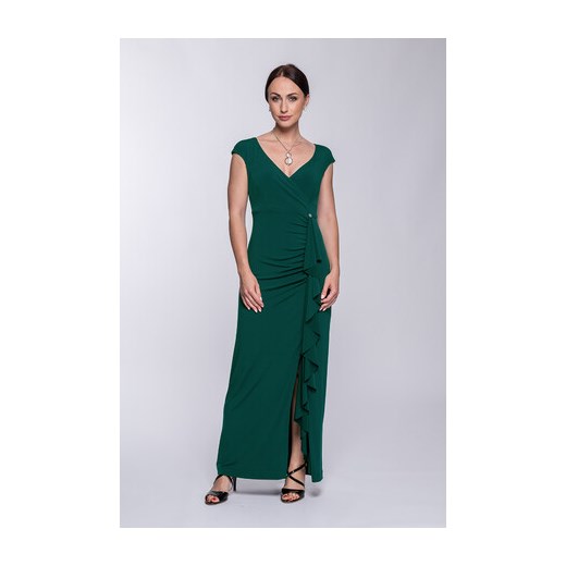 Sukienka Semper maxi balowe zielona bez rękawów bez wzorów 