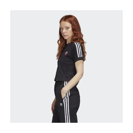 Bluzka damska Adidas z okrągłym dekoltem casualowa czarna bez wzorów 