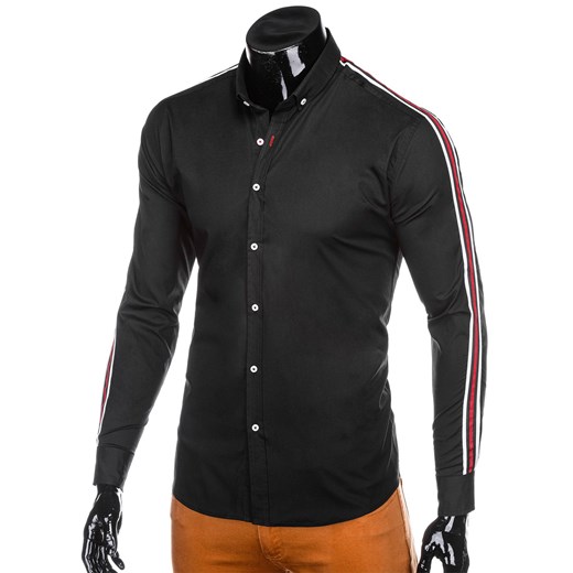 Koszula męska Edoti.com czarna z długim rękawem 