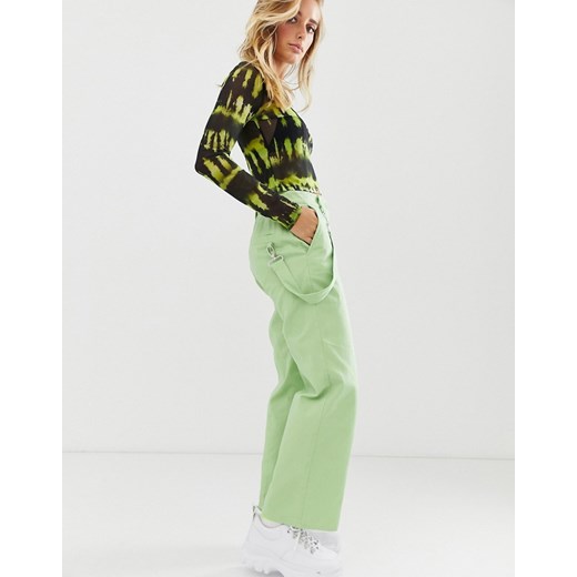 ASOS DESIGN — Neonowe sprane spodnie na deskorolkę o prostej nogawce-Zielony