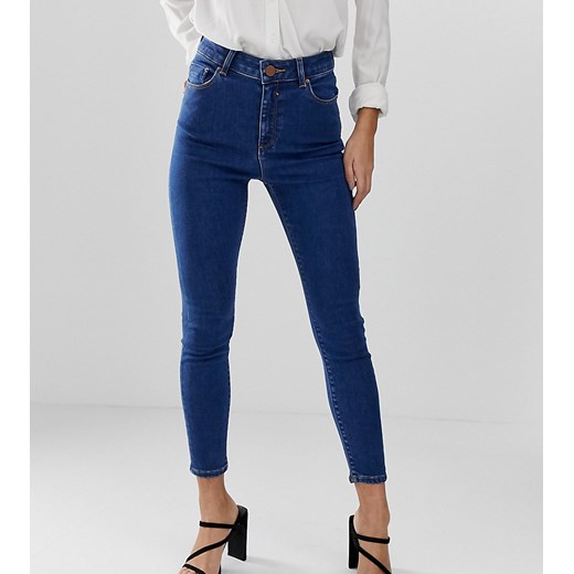 ASOS DESIGN Petite – Ciemnoniebieskie obcisłe jeansy z wysokim stanem