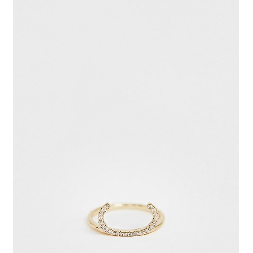 Galleria Armadoro – Pozłacany pierścionek w kształcie litery C wysadzany kryształami-Złoty