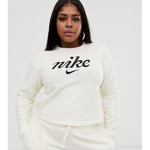 Nike – Plus – Kremowa bluza dresowa o krótkim fasonie-Kremowy