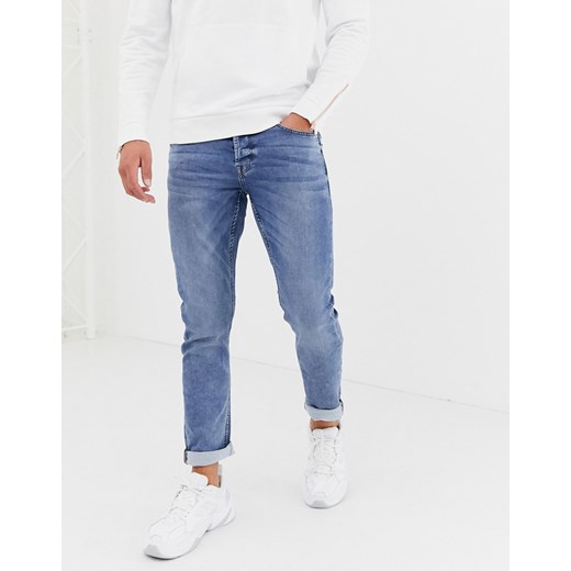 Only & Sons – Męskie jeansy o dopasowanym kroju z kolorze niebieskim z efektem sprania