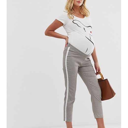 ASOS DESIGN Maternity – Zwężane spodnie w kratę z lampasami dla kobiet w ciąży-Wielokolorowy