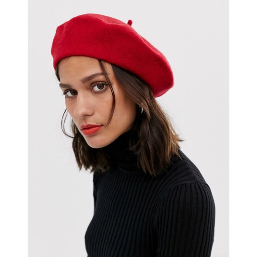 ASOS DESIGN – Wełniany beret-Czerwony