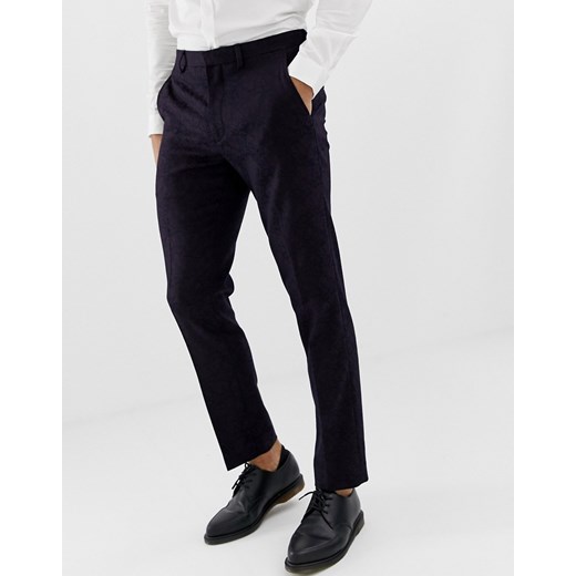 Burton Menswear – Ciemnofioletowe spodnie smokingowe o dopasowanym kroju-Fioletowy