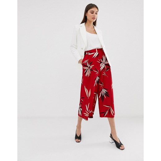 Emme – Spodnie z szerokimi nogawkami i abstrakcyjnym kwiatowym nadrukiem-Czerwony