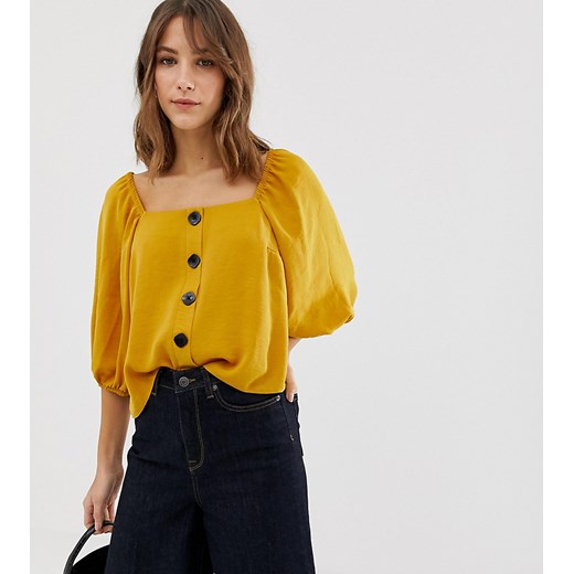 New Look – Bluzka w jodełkę w kolorze musztardowym-Żółty