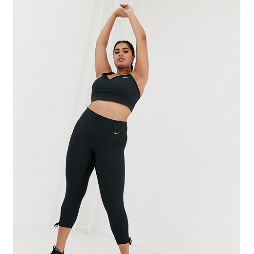 Nike Plus – Czarne legginsy do jogi z ozdobnym wiązaniem-Czarny