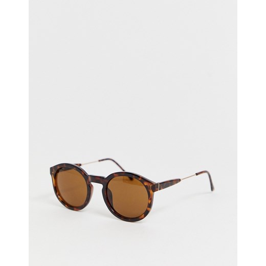 Burton Menswear – Okrągłe okulary przeciwsłoneczne z oprawkami z imitacji skorupy żółwia-Brązowy