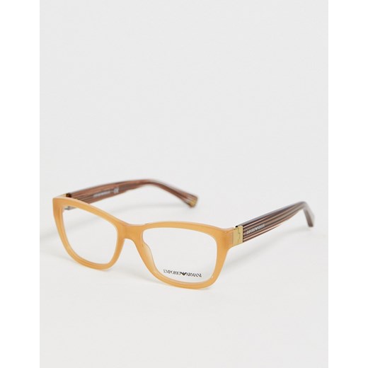 Emporio Armani – Opalizujące, brązowe okulary z przeźroczystymi szkłami-Wielokolorowy