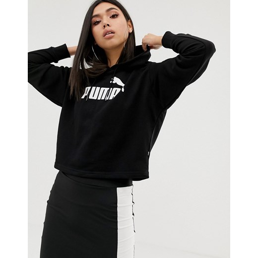 Puma Essentials – Czarna bluza z kapturem z logo-Czarny