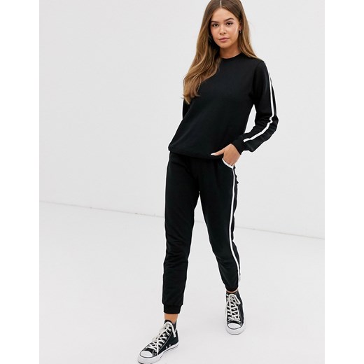 ASOS DESIGN - Dres: bluza/ joggersy z kontrastującym łączeniem-Czarny