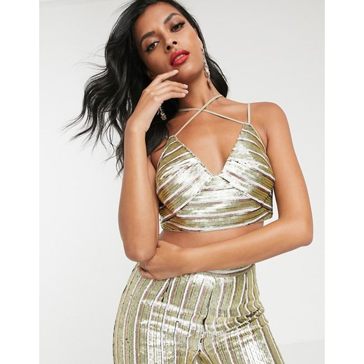 ASOS DESIGN – Krótki cekinowy top z podwójnymi paskami, zestaw-Wielokolorowy