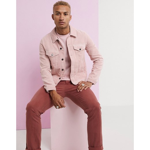 ASOS DESIGN – Różowa sztruksowa kurtka w stylu western-Różowy
