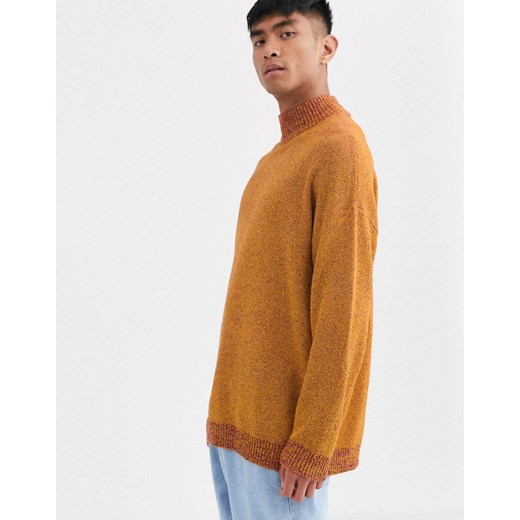 Noak – Pomarańczowy sweter z wysokim kołnierzem