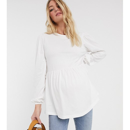 ASOS DESIGN Maternity – Luźna bluzka z długim rękawem i wiązaniem z tyłu-Czerwony