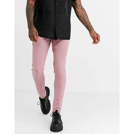 ASOS DESIGN – Różowe eleganckie spodnie o obcisłym kroju-Różowy