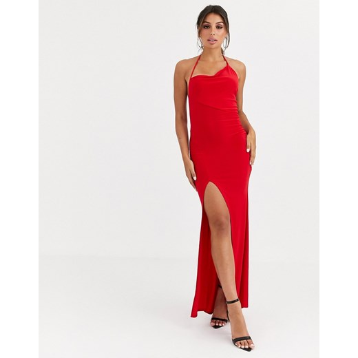 ASOS DESIGN – Seksowna asymetryczna sukienka maxi na jedno ramię-Czerwony