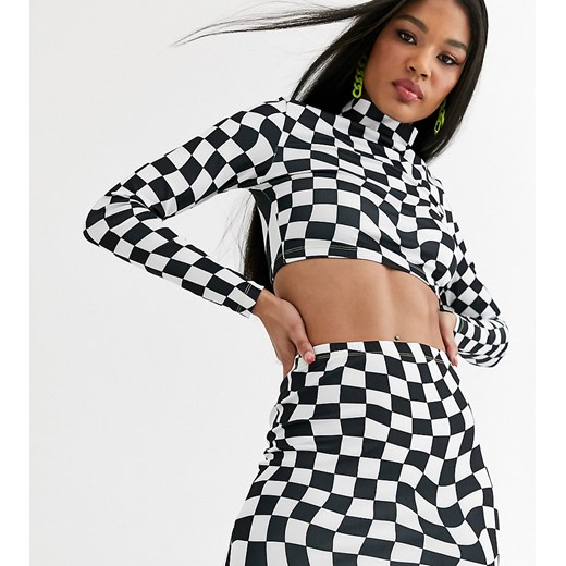 ASOS DESIGN x Christian Cowan - Krótki top z nadrukiem w szachownicę, element zestawu-Czarny