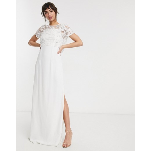 French Connection – Isla – Ozdobna sukienka ślubna o prostym kroju-Biały