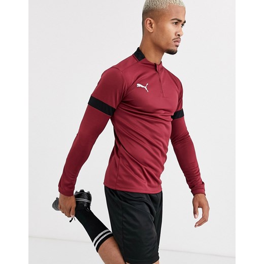 Puma Football –  Burgundowa bluza dresowa z czarnymi wstawkami i zapięciem na zamek 1/4 – dostępne tylko w ASOS-Czerwony