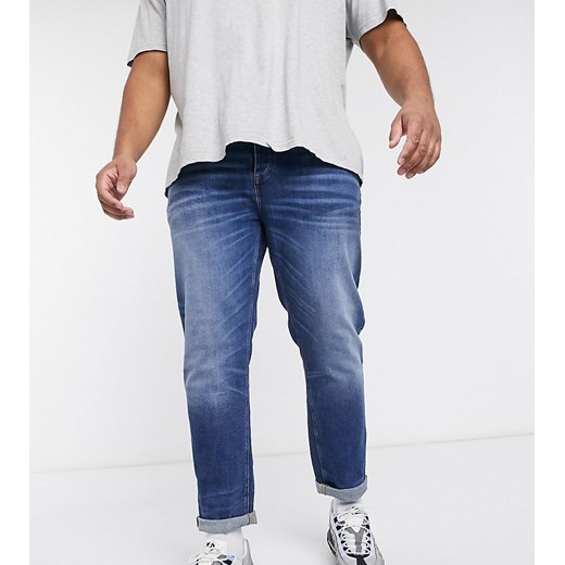 River Island Big & Tall – Niebieskie jeansy o obcisłym kroju z efektem sprania