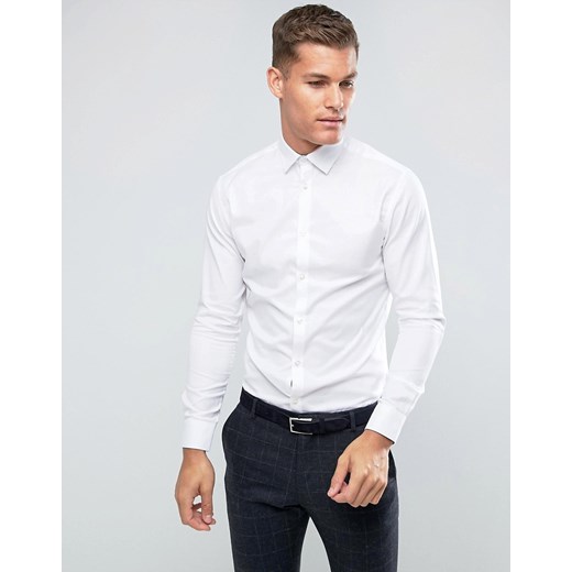 Selected Homme –Biała elegancka koszula o dopasowanym kroju z tkaniny easy iron-Biały