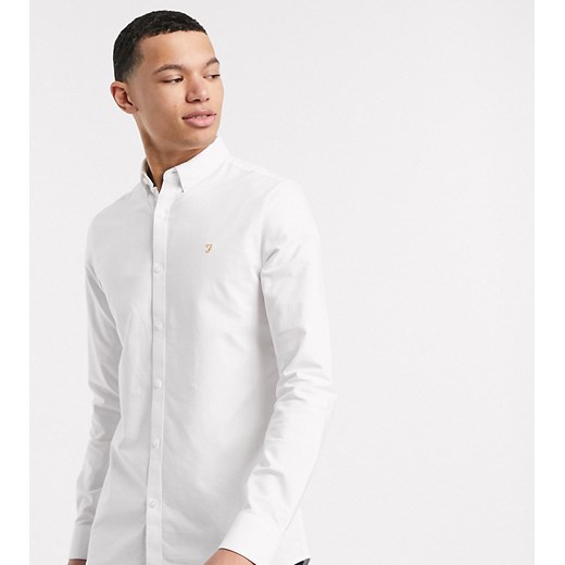 Biała koszula oxford slimowana marki Farah Brewer-Biały
