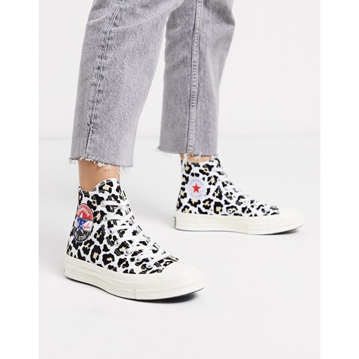 Converse – Chuck '70 Hi – Flokowane tenisówki w panterkę-Wielokolorowy