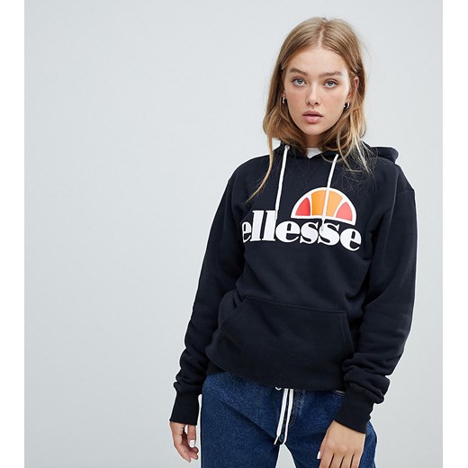 Ellesse – Bluza z kapturem o kroju boyfriend z logo na klatce piersiowej-Czarny