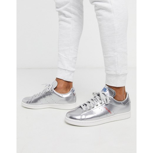 adidas Originals – Stan Smith – Srebrne buty sportowe ze skóry-Srebrny
