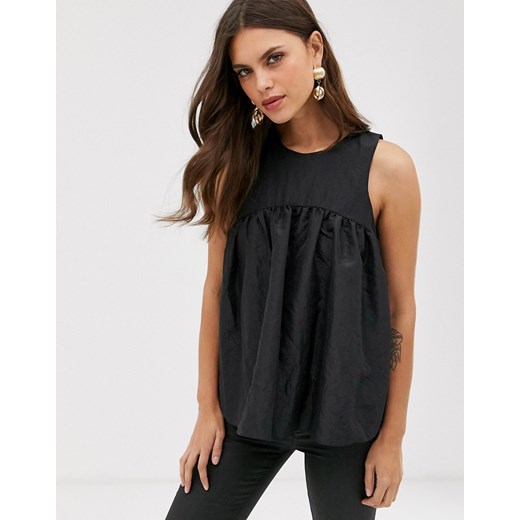 ASOS DESIGN – Luźna koszulka z tafty-Czarny