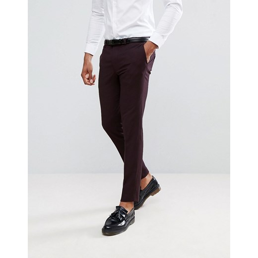 Burton Menswear - Ciemnobordowe dopasowane spodnie garniturowe-Brązowy