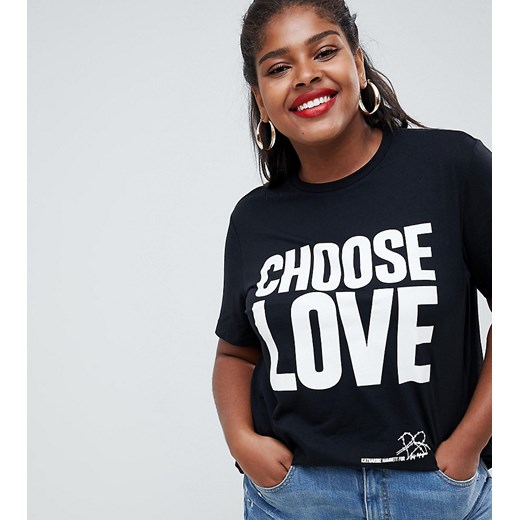 Help Refugees – Choose Love – Curve – Czarny t-shirt z bawełny organicznej
