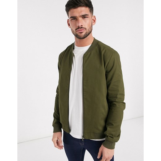 New Look – Lekka bawełniana kurtka bomberka w kolorze khaki-Zielony