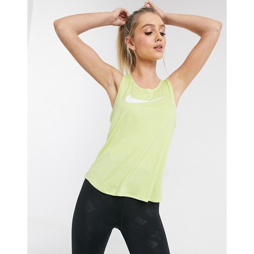 Nike Running – Zielona koszulka bez rękawów z logo Swoosh-Zielony