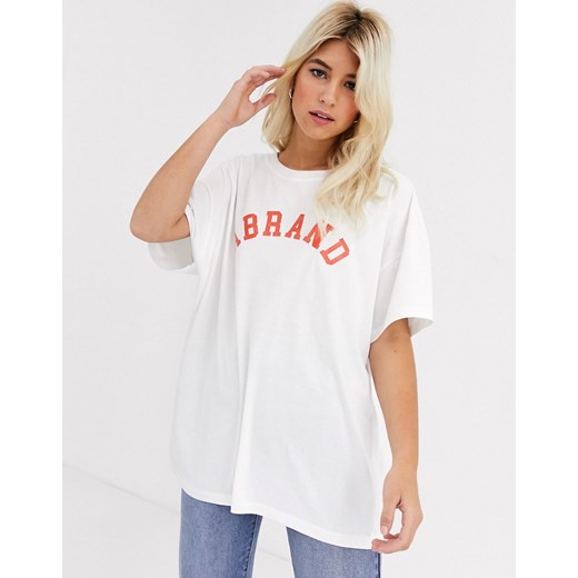 Abrand – T-shirt o kroju oversize z logo w stylu retro-Biały