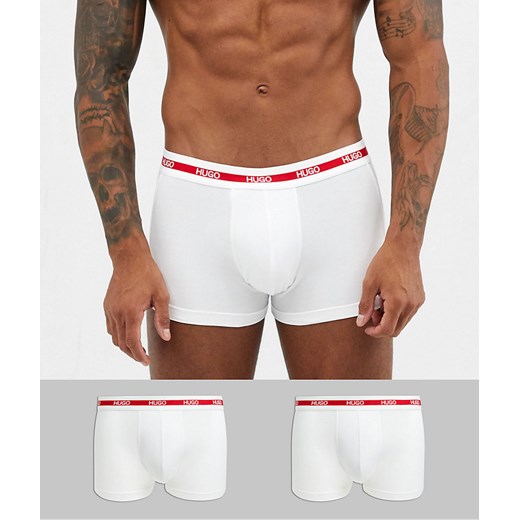 HUGO Bodywear – Zestaw 2 par białych obcisłych bokserek z logo na pasku
