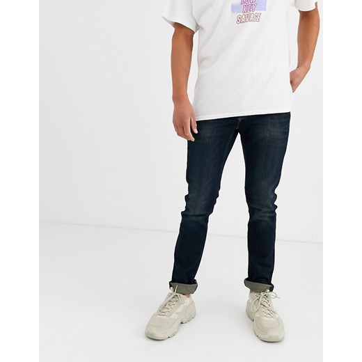 Only & Sons – Ciemnoniebieskie dopasowane jeansy ze stretchem