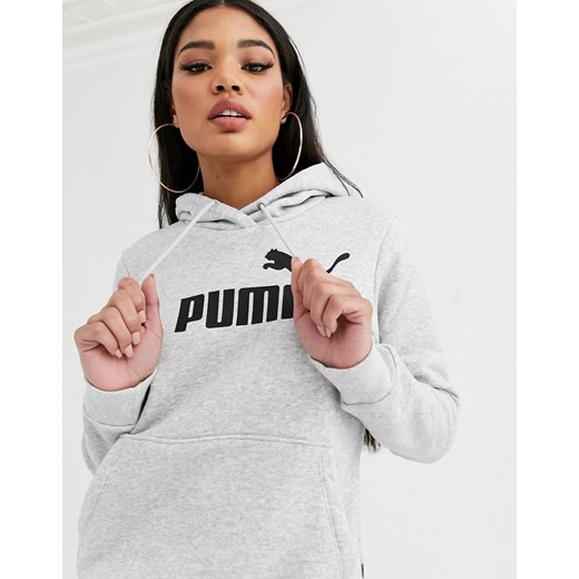 Puma - Essentials - Szara bluza z kapturem z logo-Szary