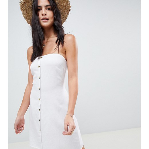 Akasa Exclusive – sukienka plażowa bandeau zapinana na guziki-Biały