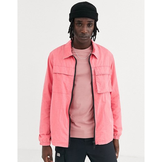 ASOS DESIGN – Różowa kurtka z efektem sprania acid wash-Różowy